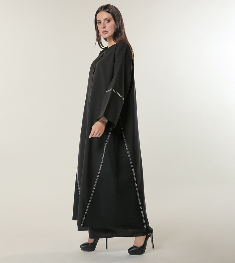 Embroidery Detail Wide Sleeves Abaya