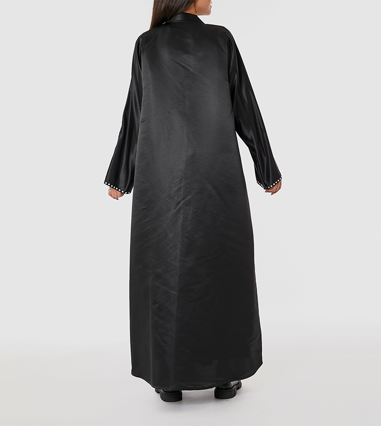 عباية بياقة شال مزينة بالخرز