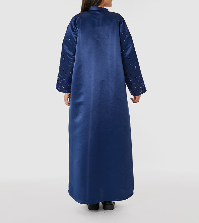 Embellished Sleeves Mandarin Collar Abaya