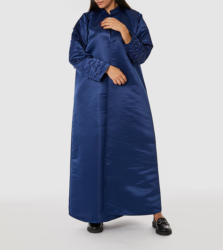 Embellished Sleeves Mandarin Collar Abaya