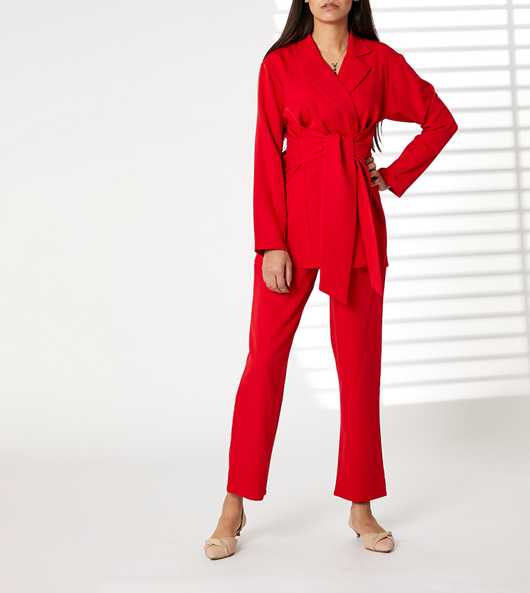 Solid Lapel Collar Co-Ord Set