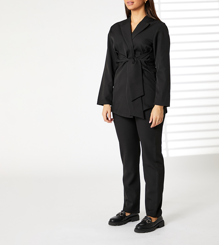 Solid Lapel Collar Co-Ord Set