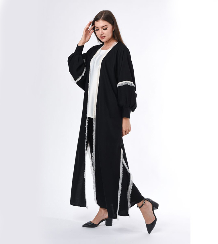 Fringe Hem Casual Abaya