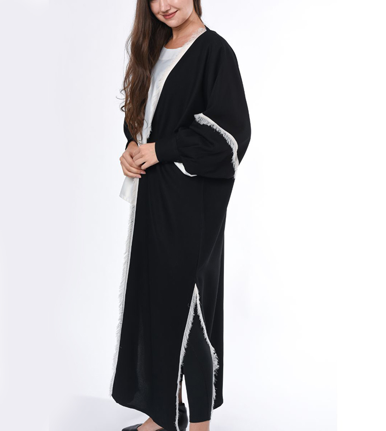 Fringe Hem Casual Abaya