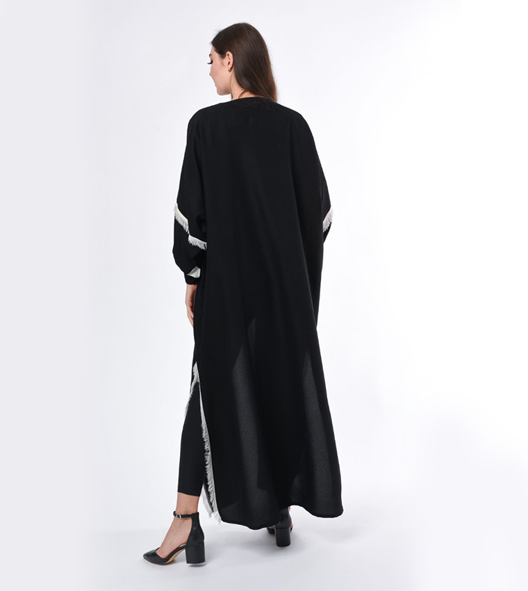 Fringe Hem Casual Abaya