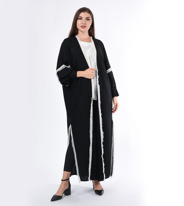 Fringe Hem Casual Abaya