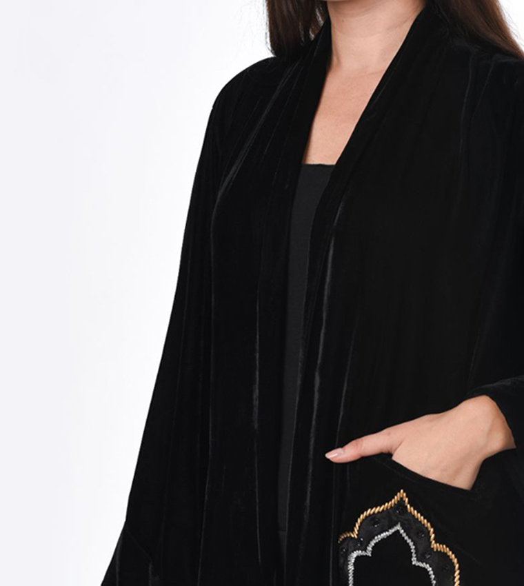 Hand Embroidered Velvet Abaya