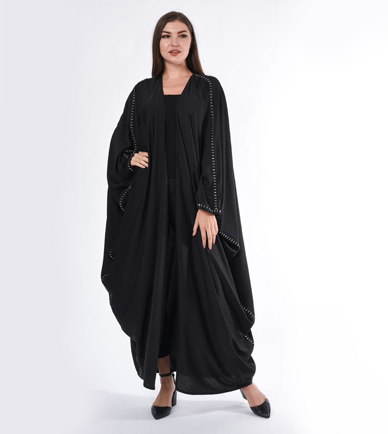 Hand Buckstitch Flayered Cape Abaya
