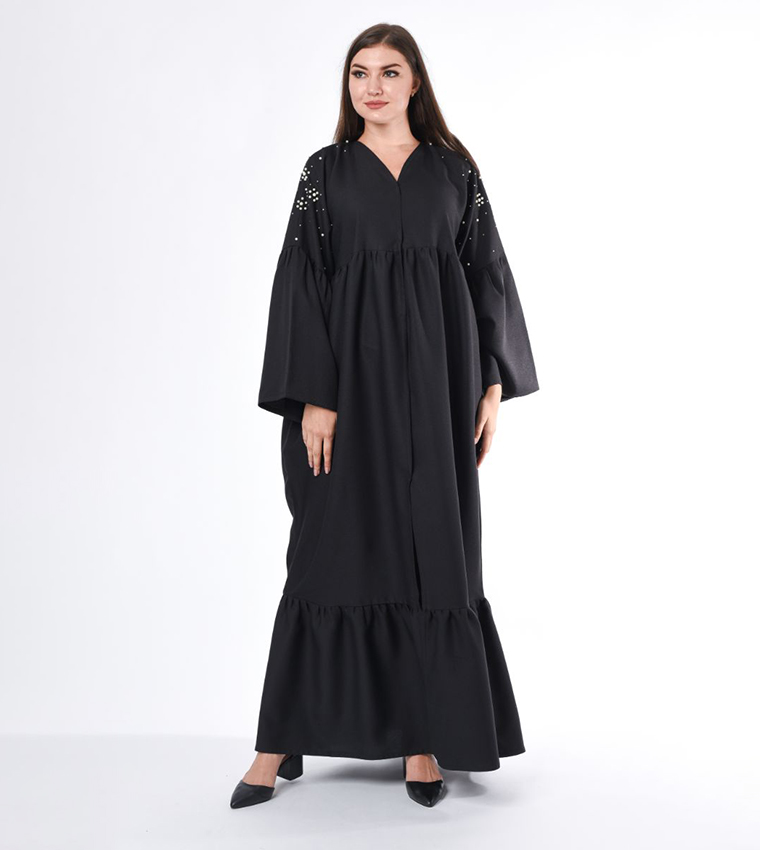 Hand Embroidered Tiered Abaya