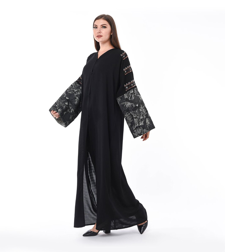 Hand Embroidery and Jacquard Abaya
