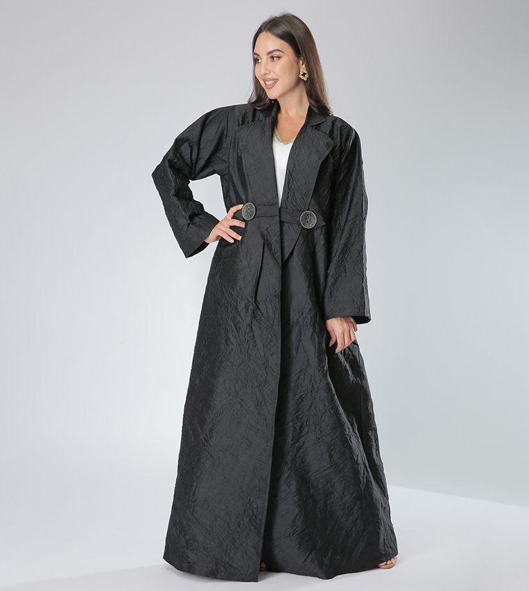 Blazer Collar Long Sleeves V-Neck Abaya