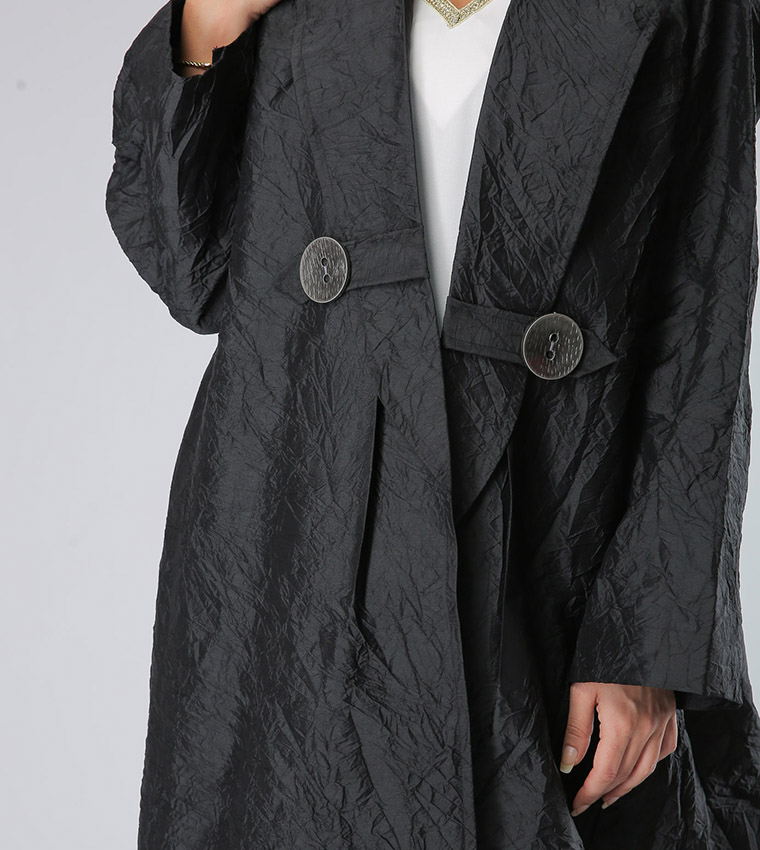 Blazer Collar Long Sleeves V-Neck Abaya