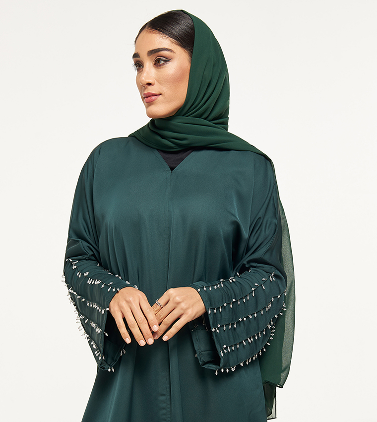 Stone Embellished Abaya with Sheila