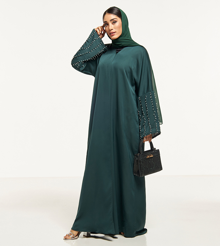 Stone Embellished Abaya with Sheila