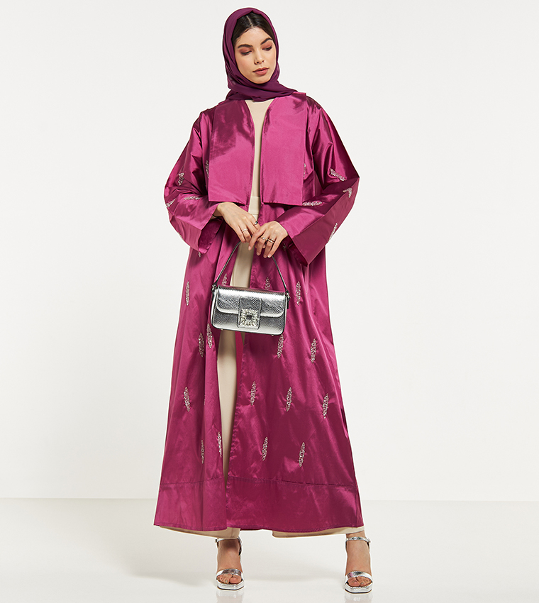 عباية مزخرفة بخرز مع طرحة 