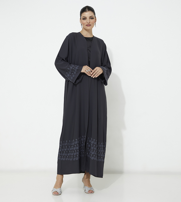 Embroidered Front Open Abaya