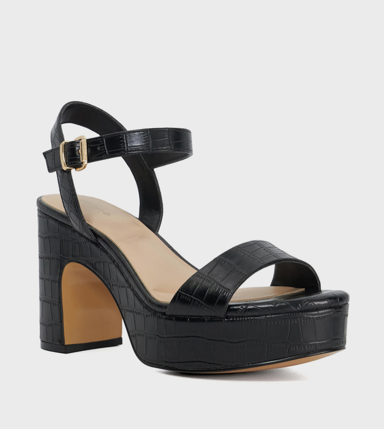 MONOTONE Ankle Strap Block Heel Sandals