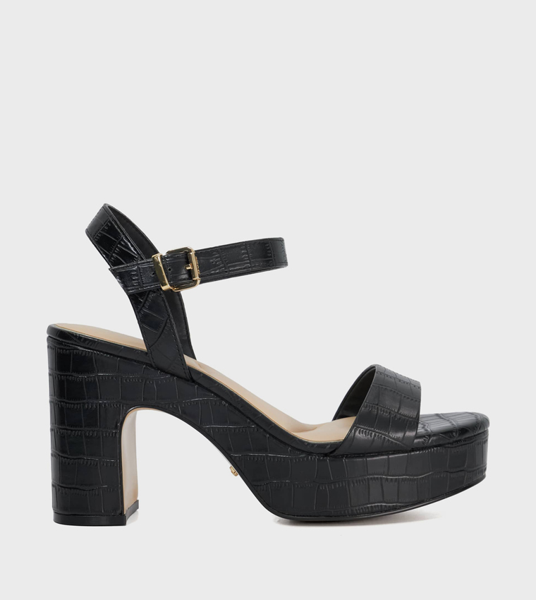 MONOTONE Ankle Strap Block Heel Sandals
