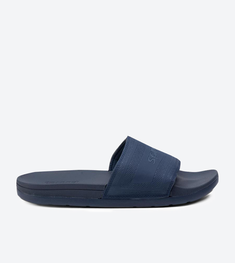 Buy Sprandi @ CCC Logo Detail Round Toe Slides Navy MP75 17331 In Navy ...