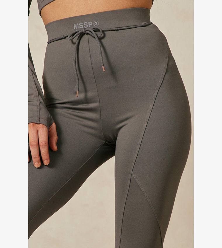 Buy MissPap Branded Panel Detail Active Leggings In Grey