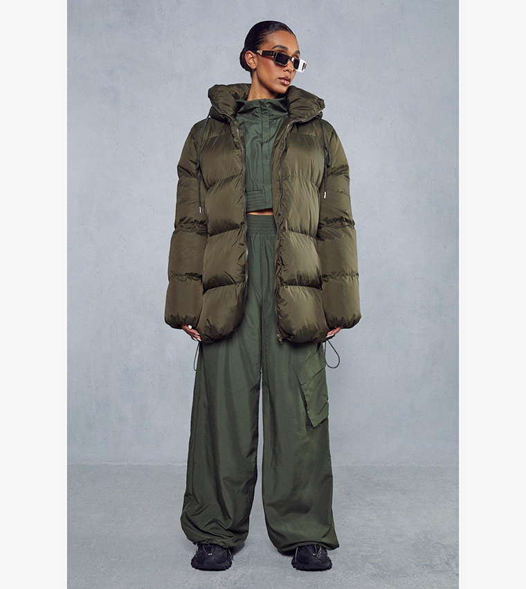 Buy MissPap Oversized Midi Puffer Jacket In Green 6thStreet Qatar