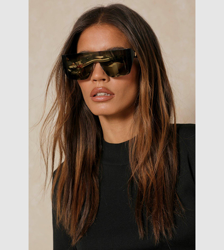 Buy MissPap Oversized Mirrored Flat Top Sunglasses In Black 6thStreet UAE