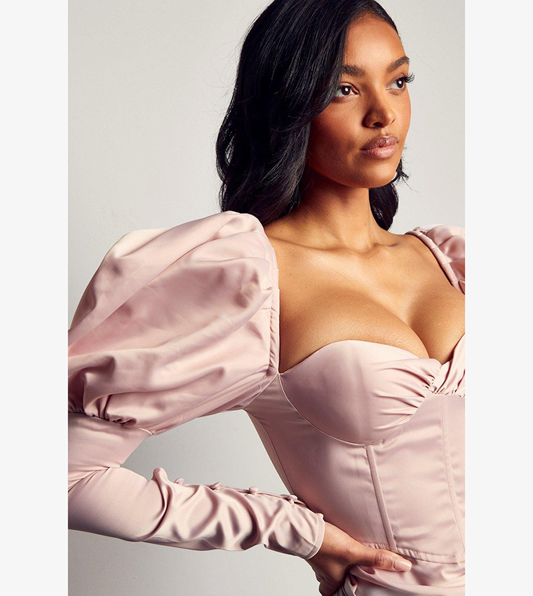 Dusky pink satin store dress