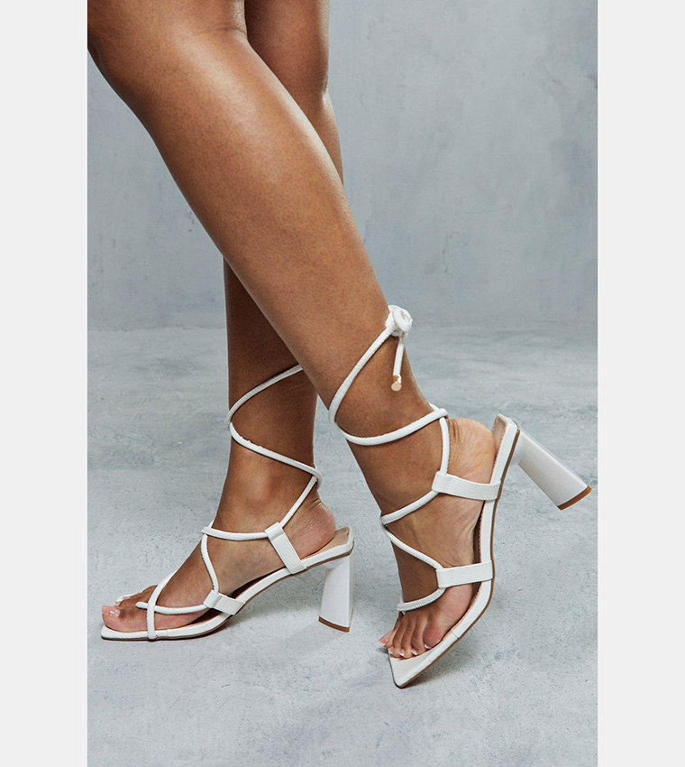 Lace up mid heel best sale