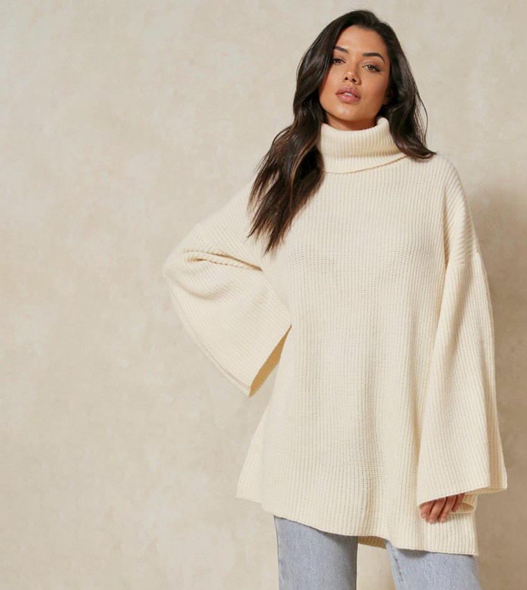 Oversized cream shop turtleneck sweater