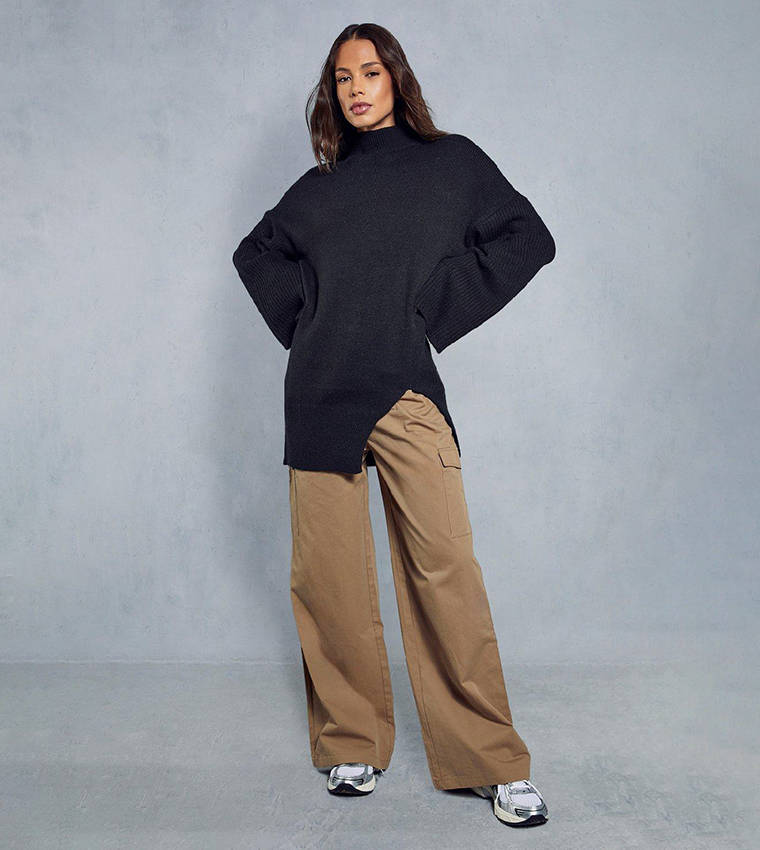 Split Detail Fluted Sleeves Sweater