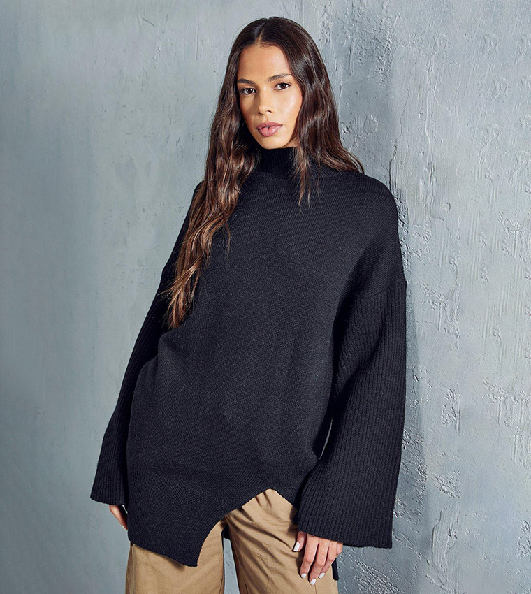 Split Detail Fluted Sleeves Sweater