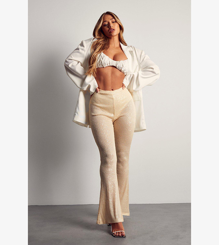 Nude hot sale flare trousers