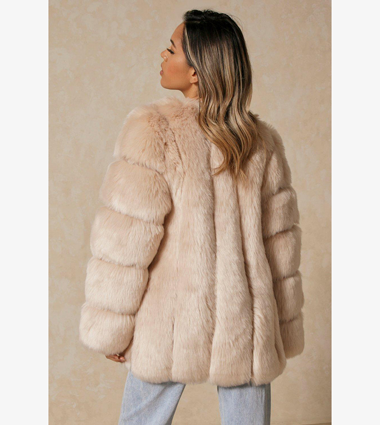 Panelled faux 2024 fur coat