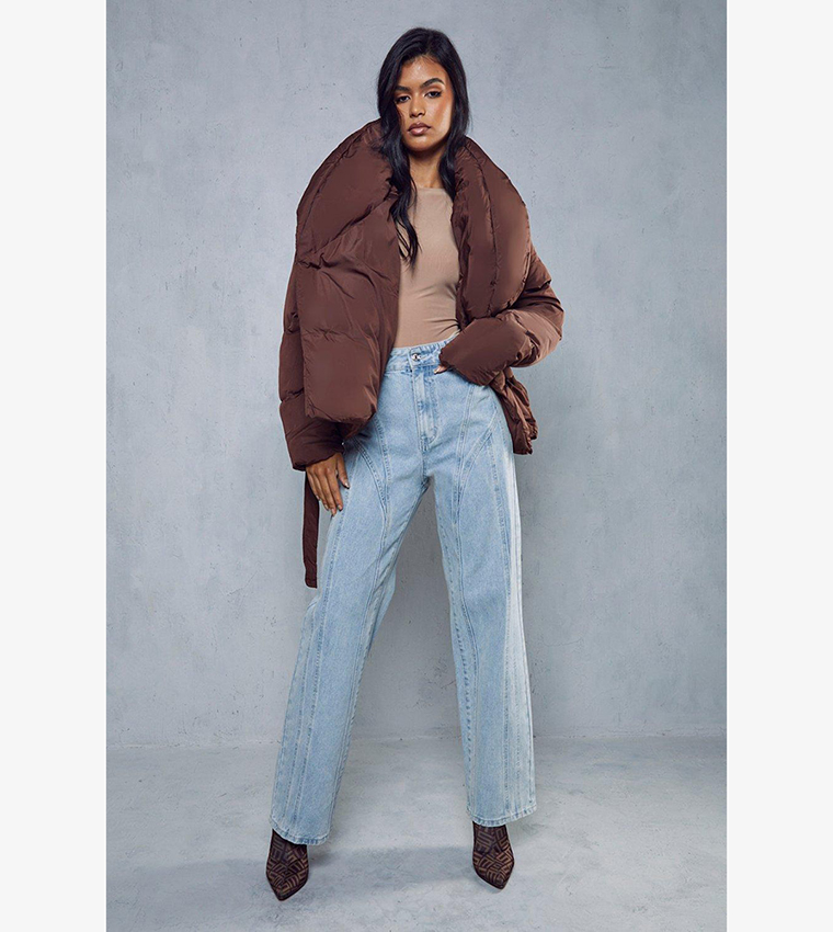 Misspap padded collar duvet belted puffer coat Clearance