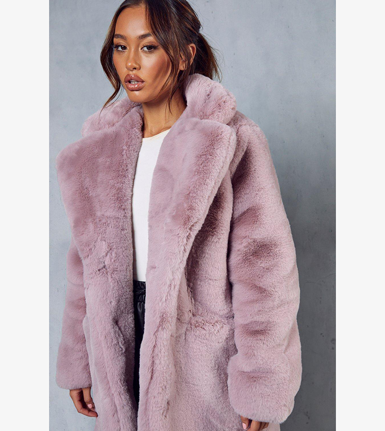 Buy Misspap Oversized Faux Fur Coat In Pink 6thstreet Kuwait 