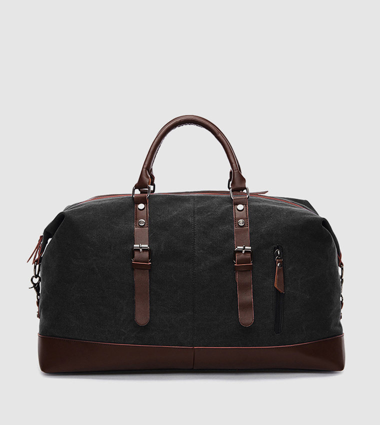 Canvas leather cheap travel bag