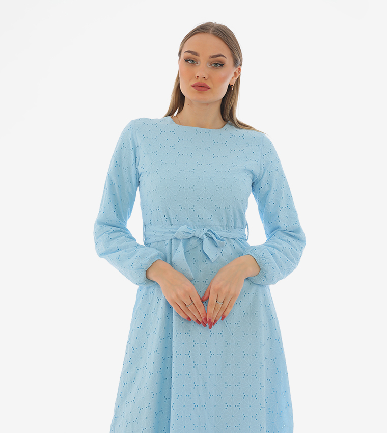 Embroidered Long Sleeves Midi Dress