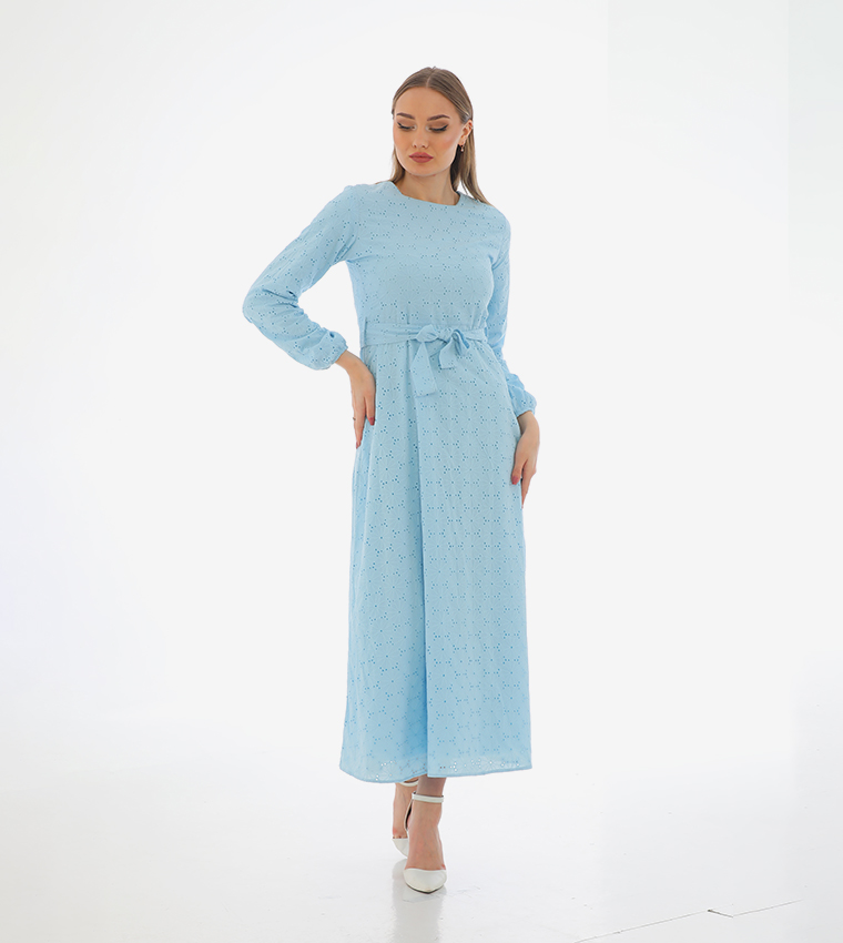 Embroidered Long Sleeves Midi Dress