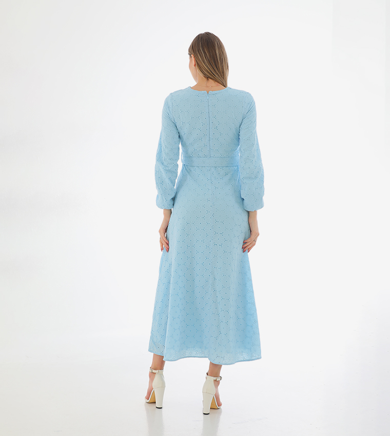 Embroidered Long Sleeves Midi Dress