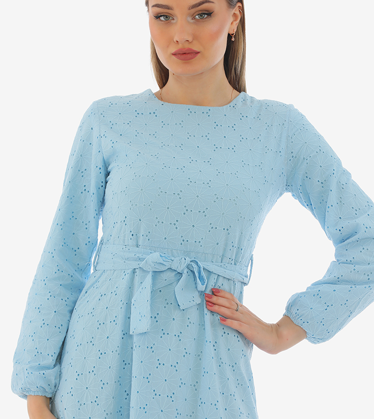 Embroidered Long Sleeves Midi Dress