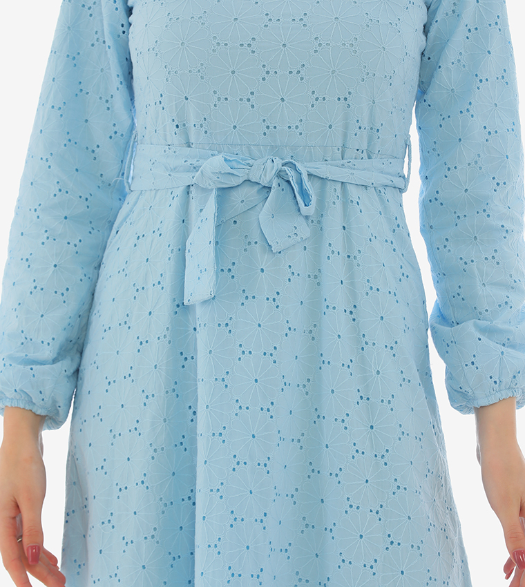 Embroidered Long Sleeves Midi Dress