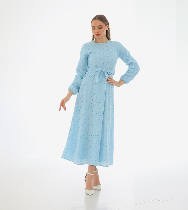 Embroidered Long Sleeves Midi Dress
