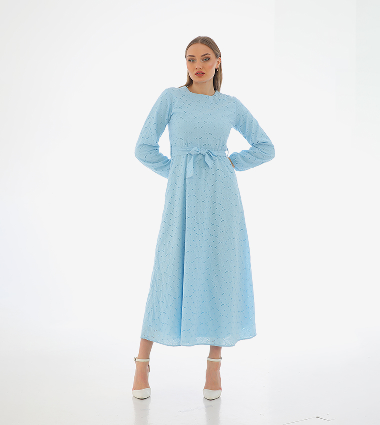 Embroidered Long Sleeves Midi Dress