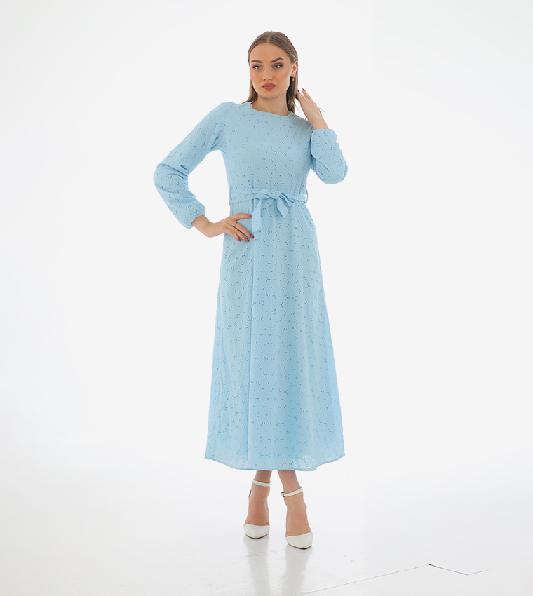 Embroidered Long Sleeves Midi Dress