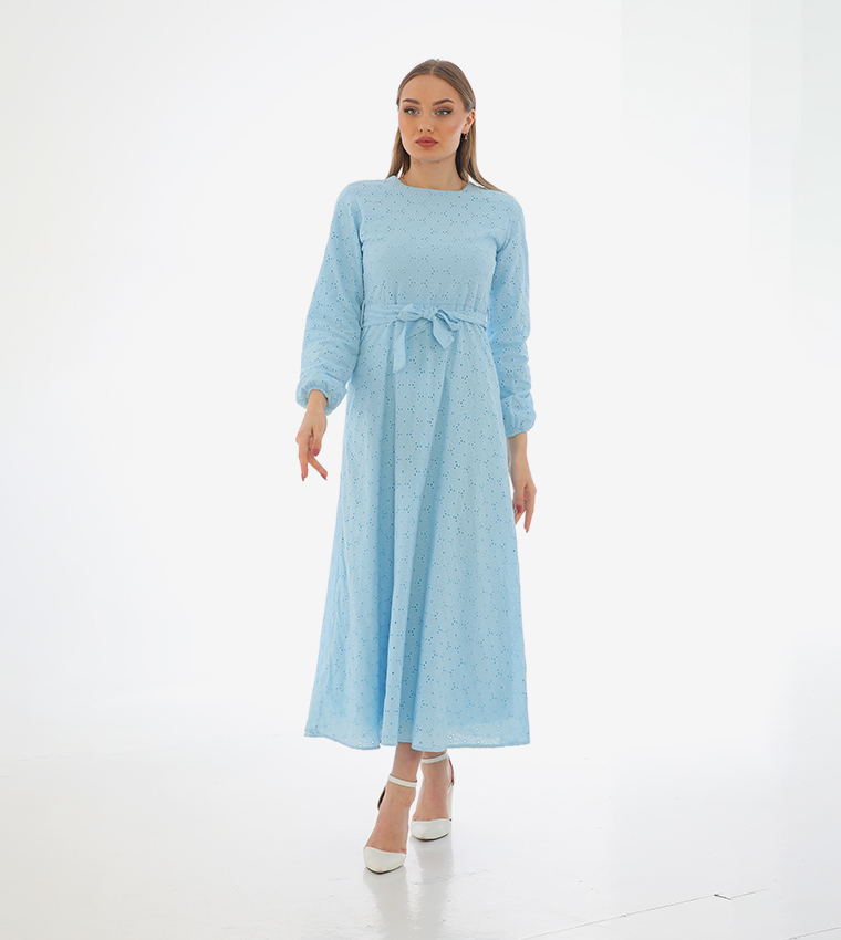 Embroidered Long Sleeves Midi Dress