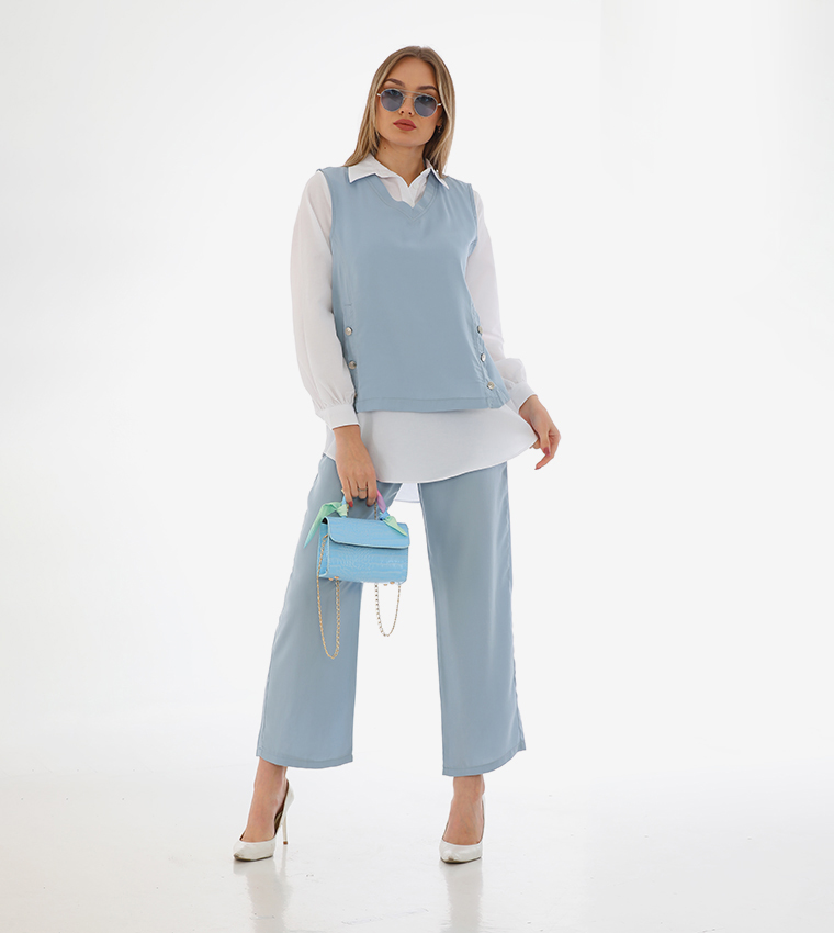3-Piece Solid Long Sleeves Co-Ord Set