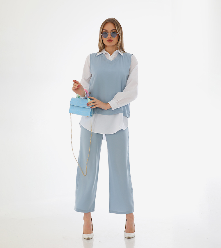 3-Piece Solid Long Sleeves Co-Ord Set