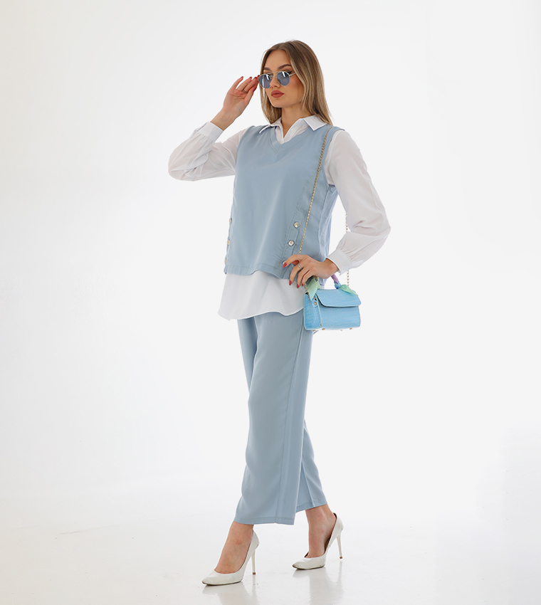 3-Piece Solid Long Sleeves Co-Ord Set