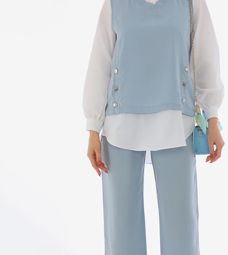 3-Piece Solid Long Sleeves Co-Ord Set