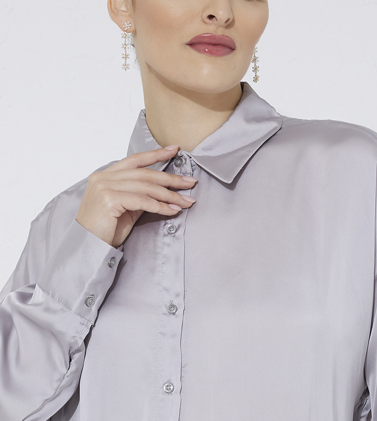 قميص ستان بأكمام طويلة